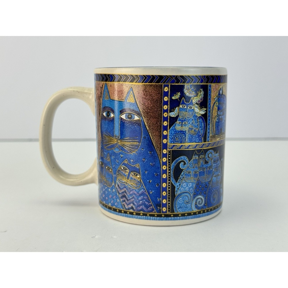 Laurel Burch Indigo Cats Portrait Blue Coffee Tea Cup Mug